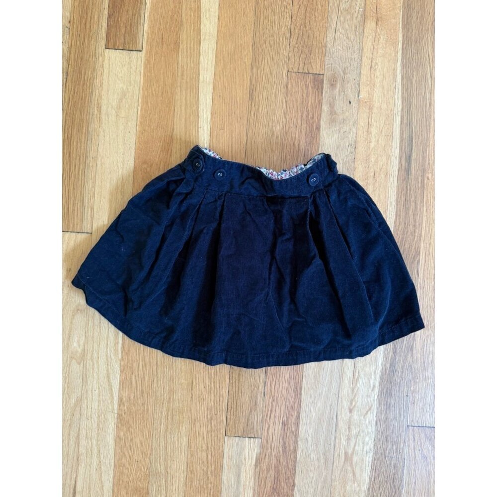 JoJo Maman Bebe Skirt Girls size 4-5 T Navy Corduroy Pleated with Buttons Preppy